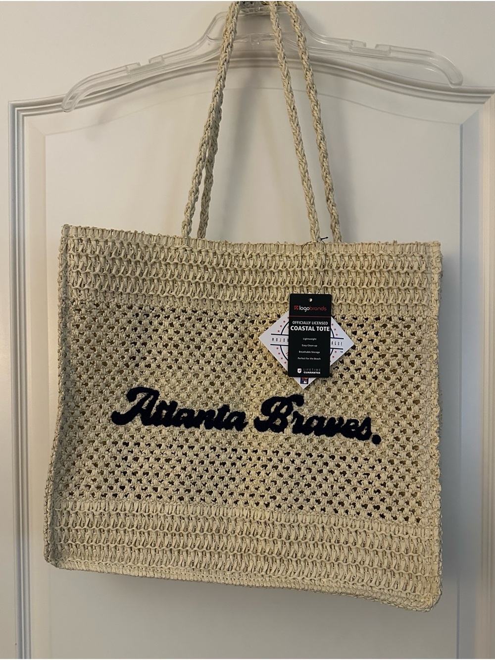 Atlanta Braves Cream Woven Tote - Official Team Coastal Bag